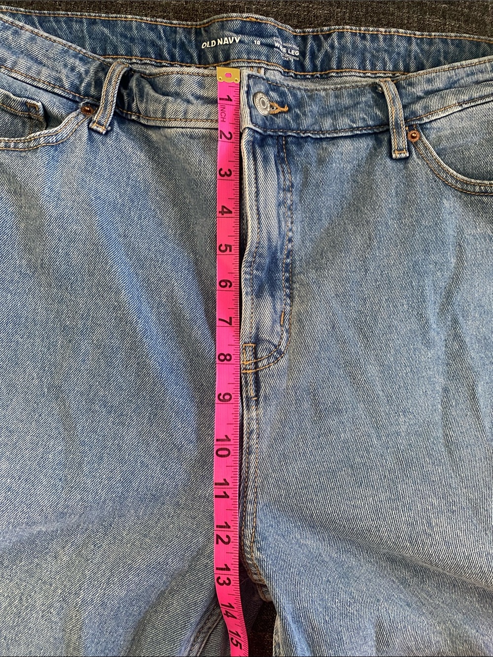 NWT Old Navy Extra High Rise Eide Leg Secret Smooth Pockets Medium Blue 18 - Picture 8 of 13